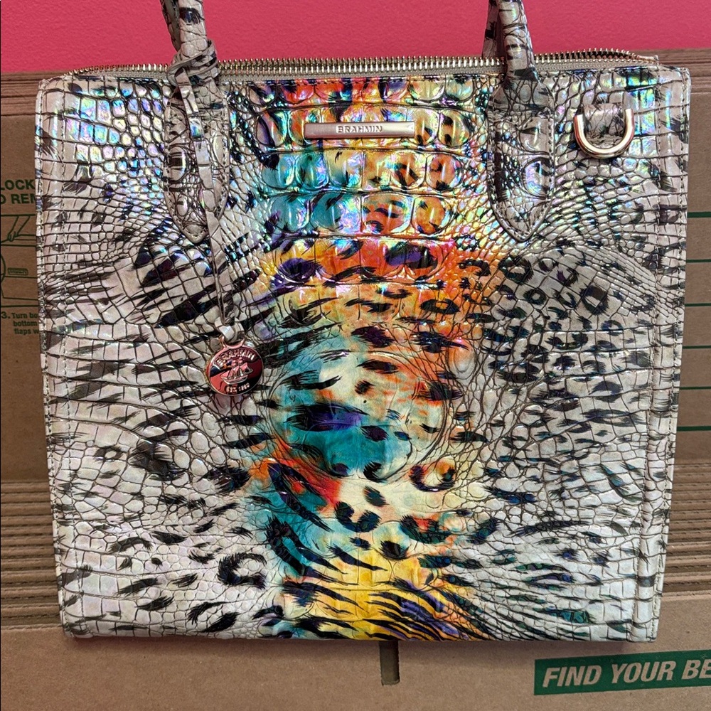 Brahmin Vibrant Croc-Embossed Shoulder Bag - Picture 4 of 7